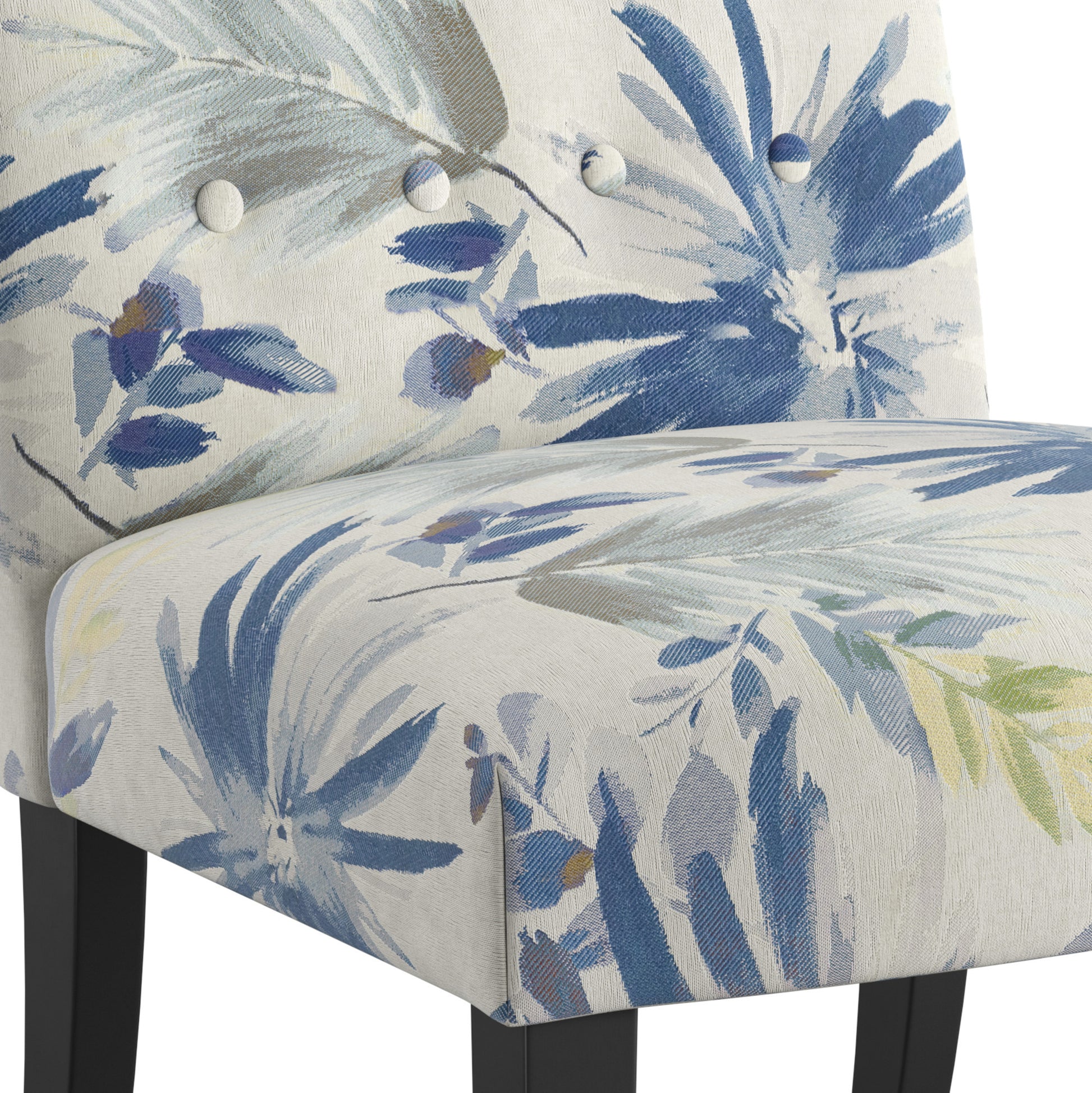 Verma Blue Floral Accent Chair Blue Foam Engineered Wood
