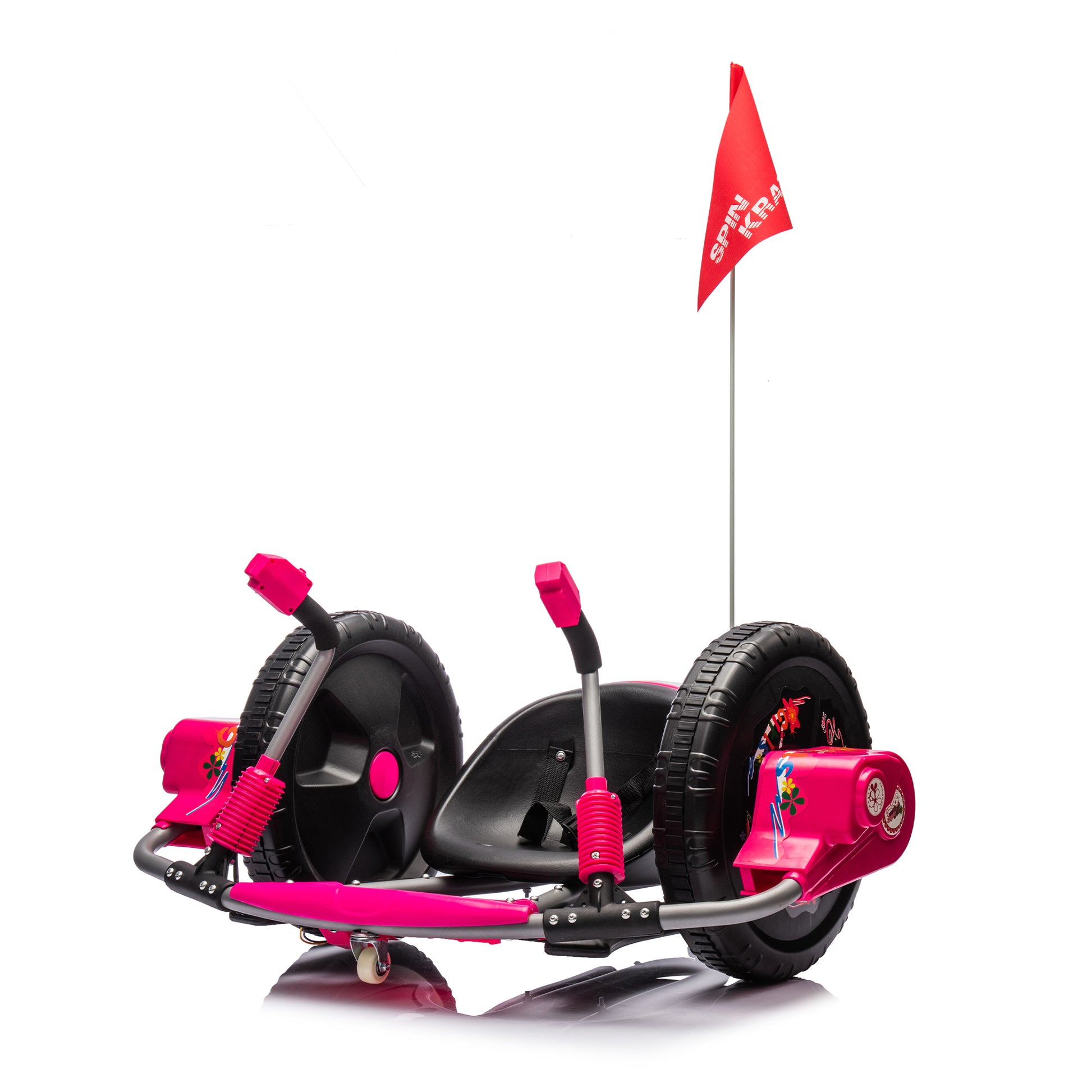 12V Kids Ride On Electric Toy,2Wd,16'' Exaggerated Wheel,Dual Handle Control For 360 Degree Flexible Steering And Rotation,Solid Metal Frame,Provide A Speed Of 4.66 Mph For Kids Aged 6 . Pink 50 99 Lbs Polypropylene