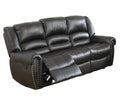 Plush Relax 1Pc Manual Motion Sofa Only Black Color Bonded Leather 3 Seat Couch Armrest Cushion Seating Living Room Furniture Black Faux Leather Metal Primary Living Space Cushion Back Contemporary,Modern Pillow Top Arms Metal 3 Seat