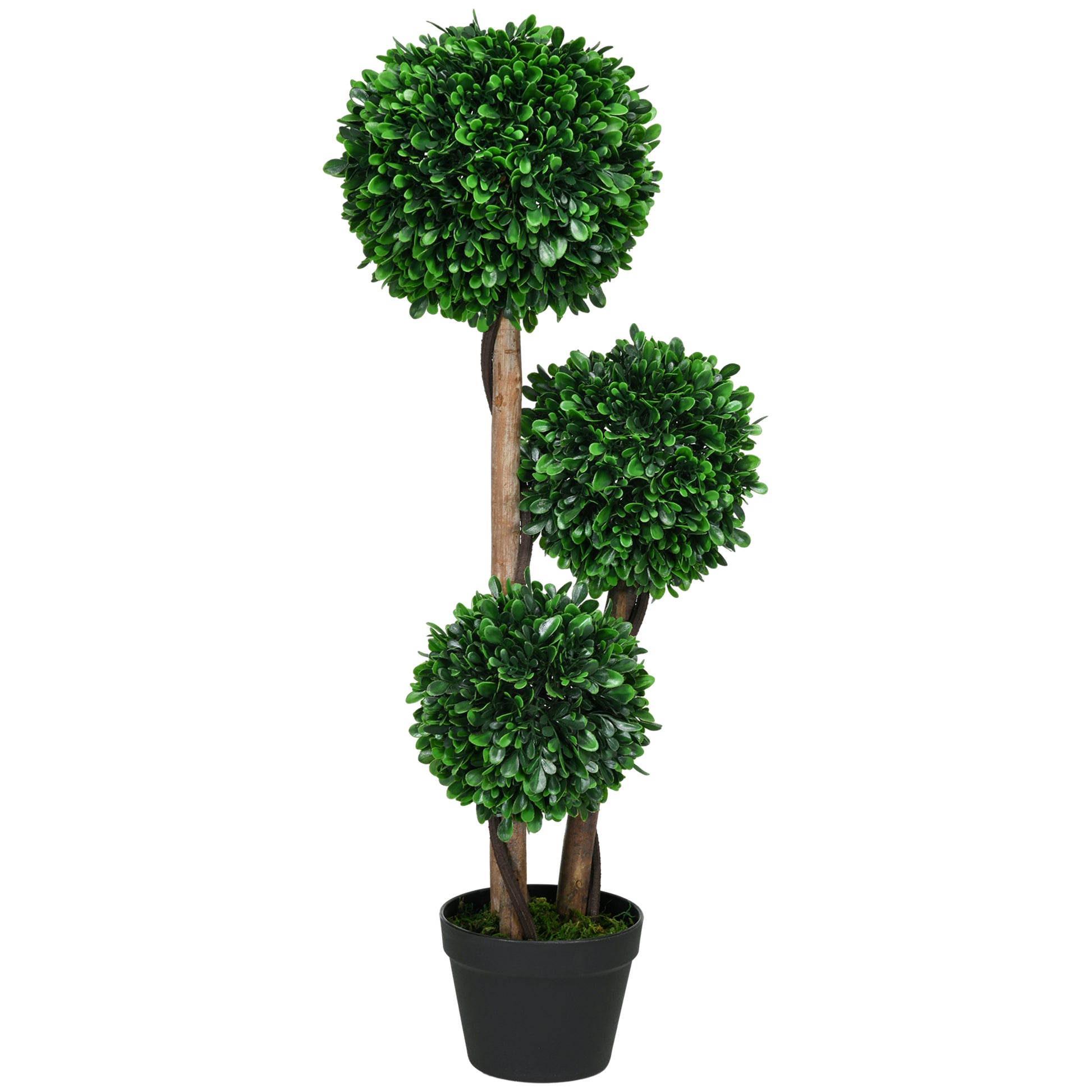 3ft planter pot Homcom 3Ft 35.5" Artificial 3 Ball Boxwood Topiary Tree With Pot, Indo