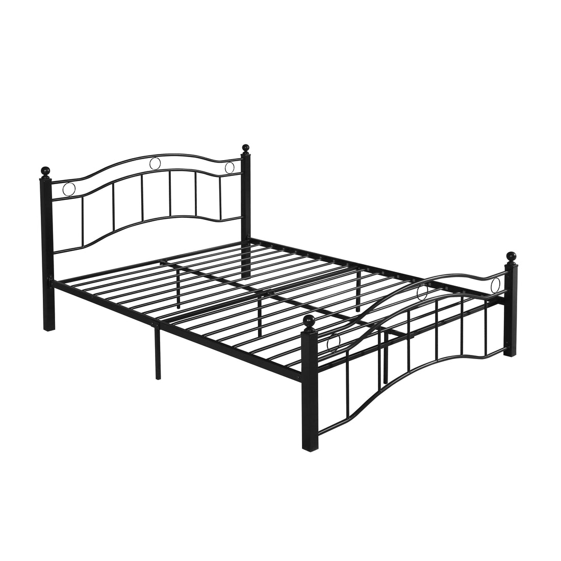 King Size Metal Bed Frame, Under Bed Storage Space, No Box Spring Needed, Durable Use, Black King Black Iron