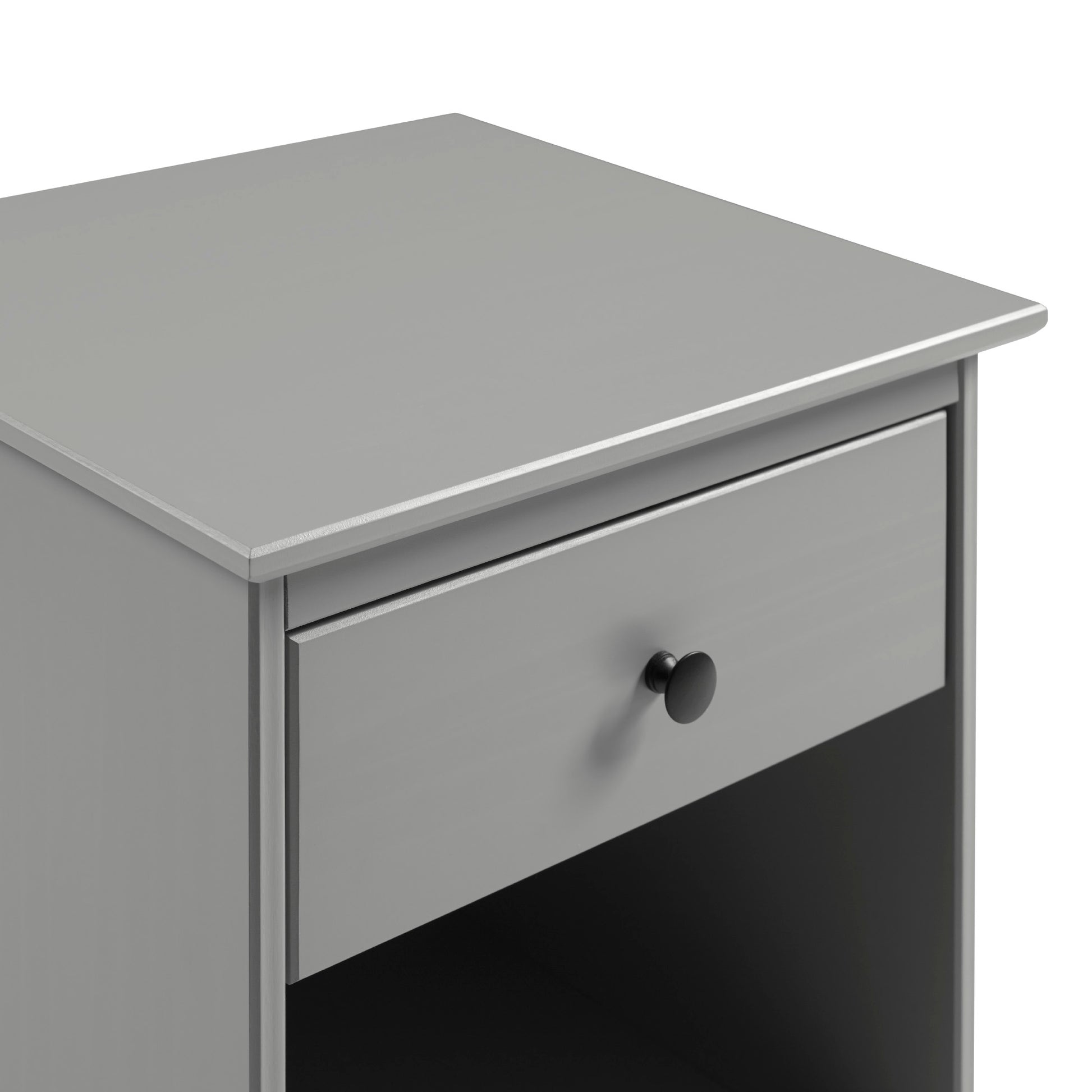 Classic 1 Drawer Solid Wood Nightstand With Cubby Grey Gray Mdf Pine