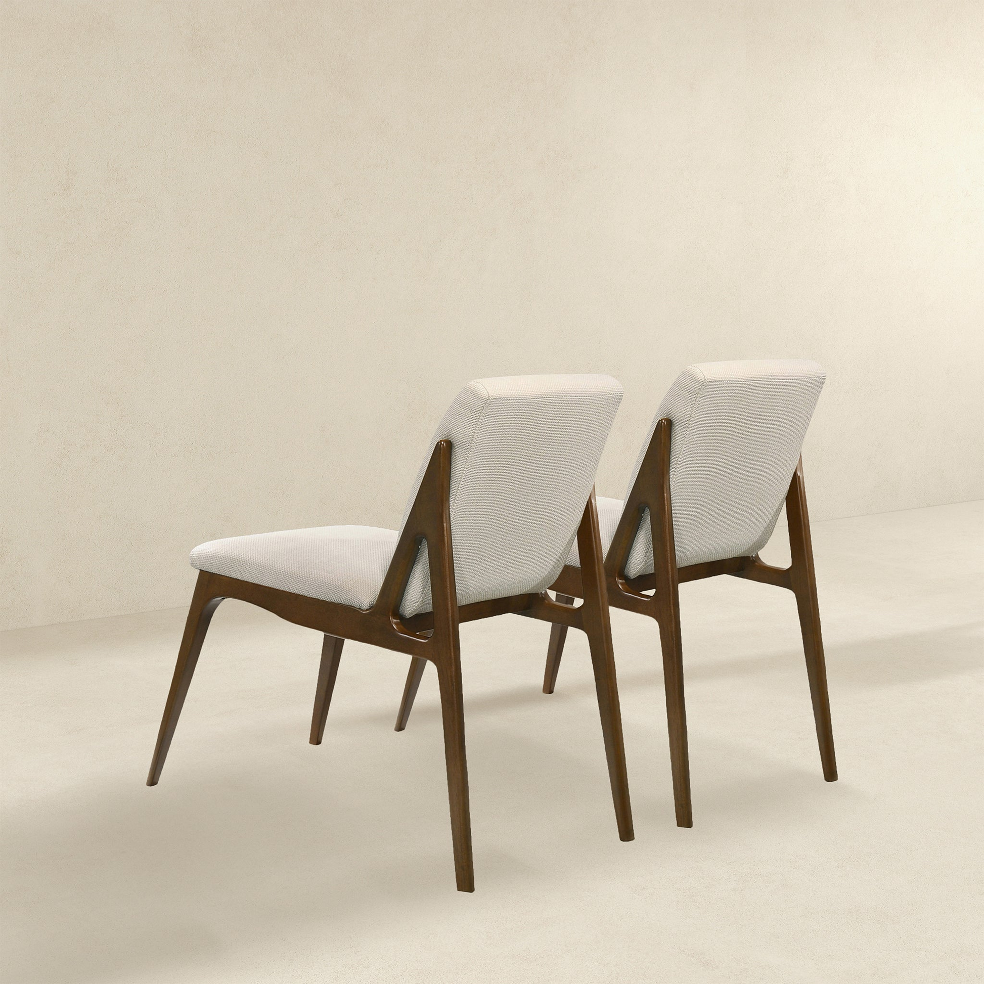 Grivelle Cream Fabric Dining Chair Set Of 2 Solid Brown,Cream Brown Dining Room Foam Wipe Clean Mid Century Modern Dining Chairs Engineered Hardwood 1 Foam Fabric,Solid Wood