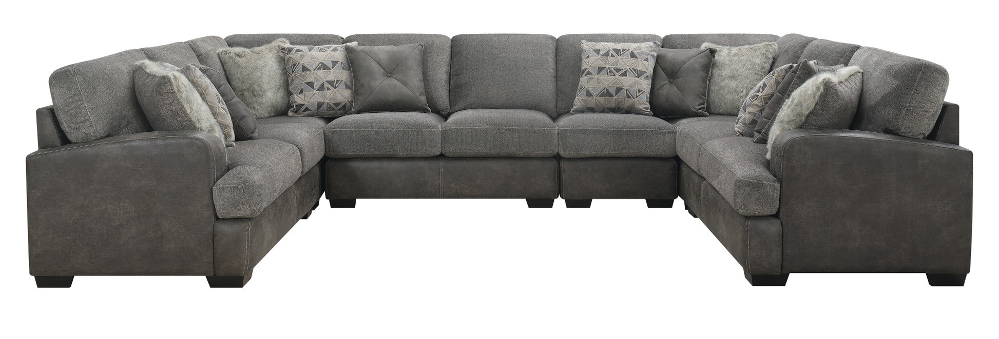 Grennburg Gray Modular 6 Piece Sectional Gray Foam Engineered Wood 7 Seat