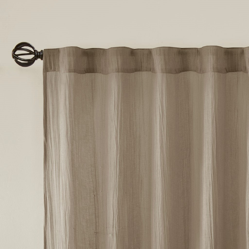 Solid Crushed Curtain Panel Pair 2 Pcs Window Panels Taupe Polyester