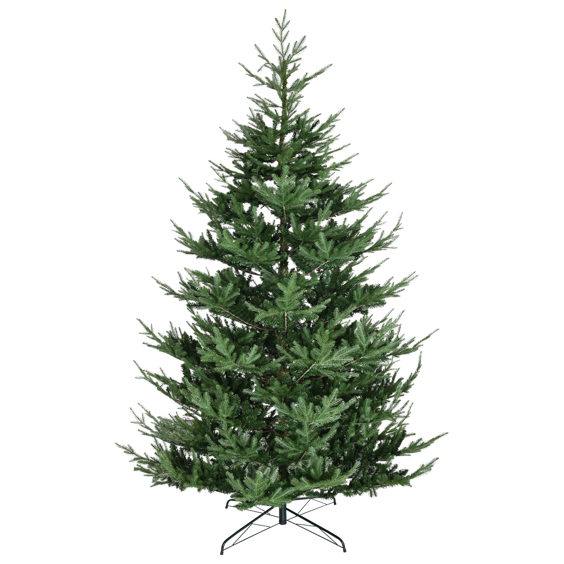 Homcom 9 Foot Artificial Christmas Tree, Pine Hinged Xmas Tree With 1939 Realistic Branches, Steel Base, Auto Open, Green Green Plastic