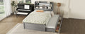 Full Size Wooden Led Platform Bed With Trundle, With Storage Headboard, With Drawers, Gray Full Gray Plywood