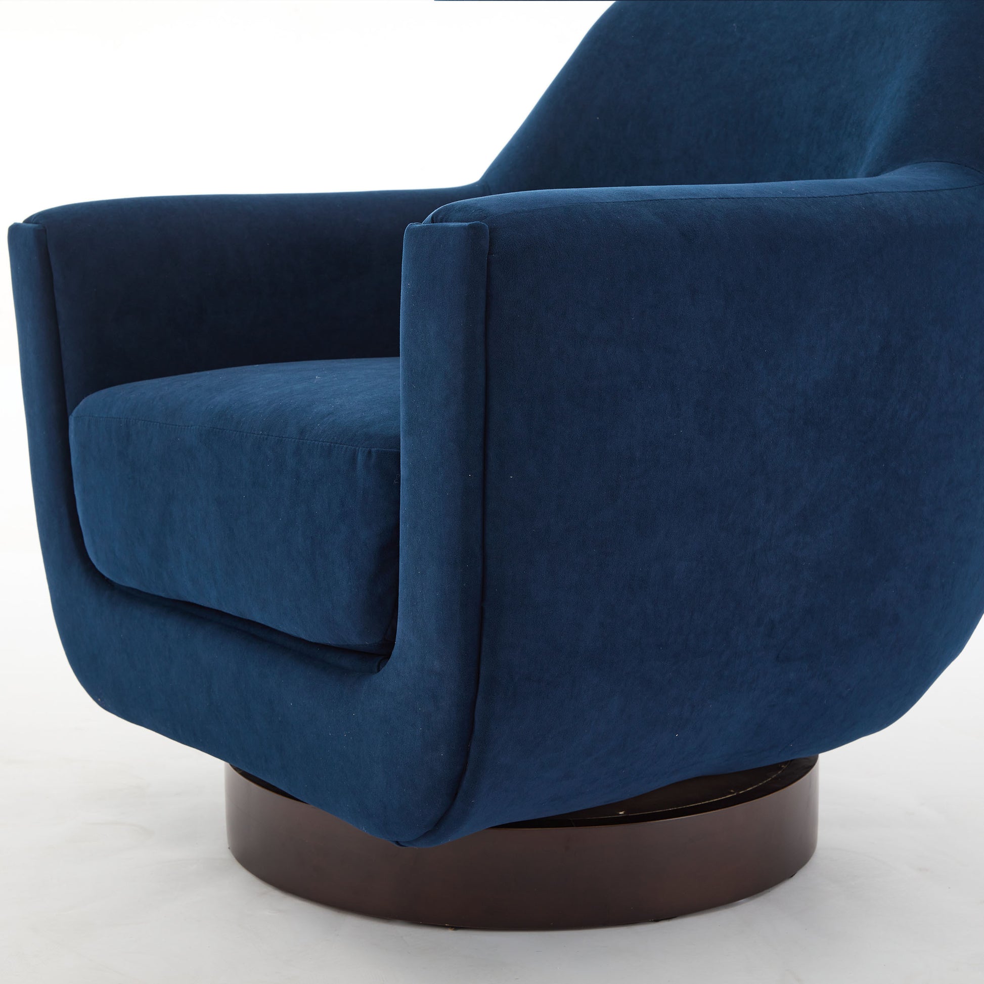 U Shaped Fully Assembled Swivel Chair Velvet Accent Chair Armchair Round Barrel Chair For Living Room Bedroom, Navy Blue Navy Blue Velvet