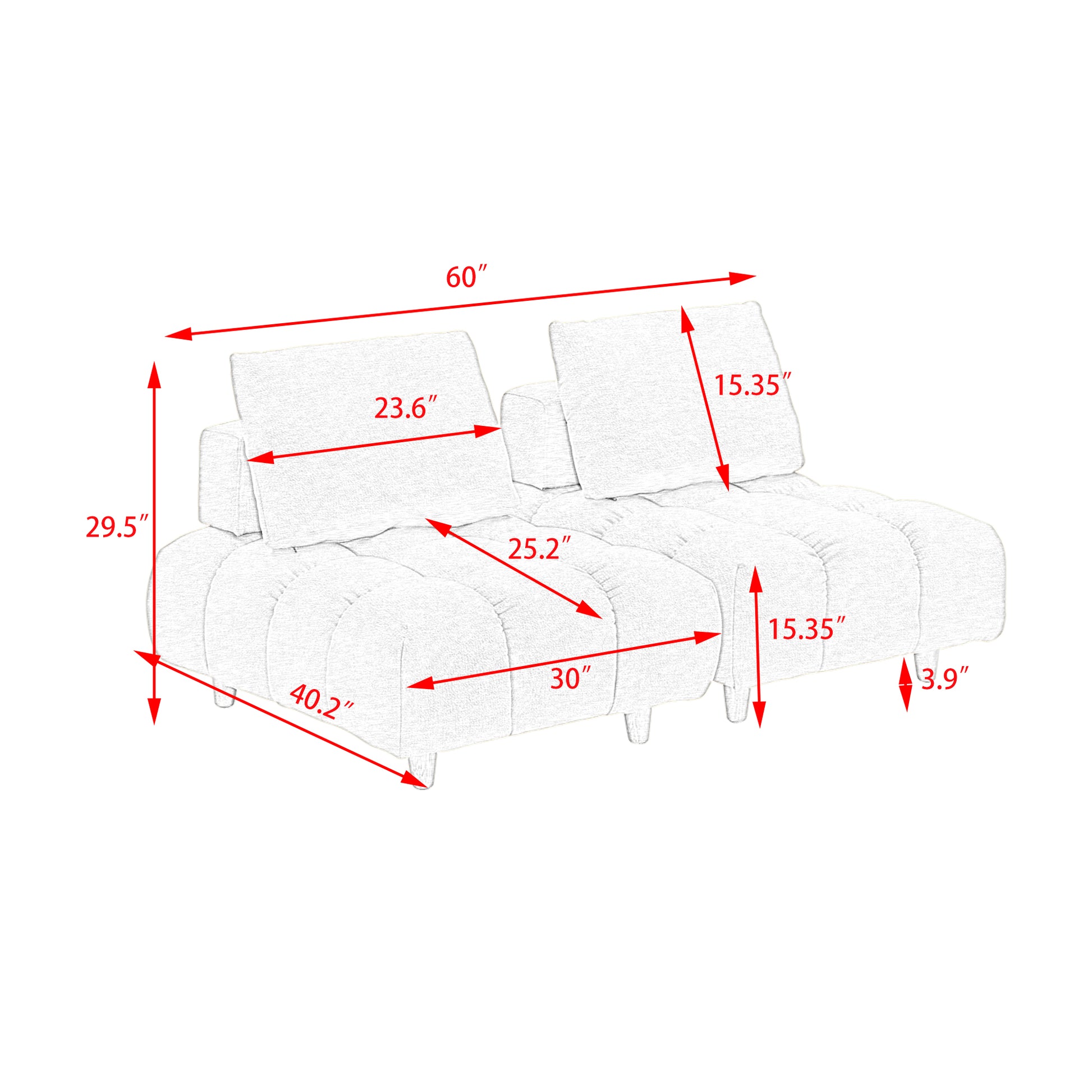 60 Inches Long, Teddy Sofa Fabric, With Spacious And Comfortable Seats, For Apartment Office Living Room Gray Gray Teddy 2 Seat