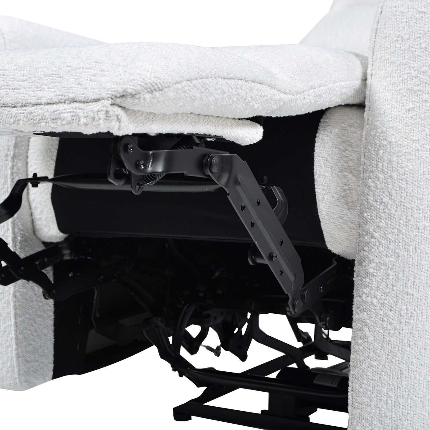 Bloomy 35.5" High Back Power Recliner Motion Chair, Chiffon White Boucle White Foam Boucle