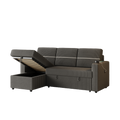 85 Inches Corduroy Sofa Bed, 3 Seater Sleeper Sofa With Storage Chaise, Square Handrail With Two Cup Holder And Usb Charge Port, Pull Out Couch For Living Room Dark Grey Corduroy 3 Seat