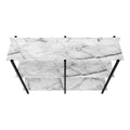 Accent Table, Console, Entryway, Narrow, Sofa, Living Room, Bedroom, White Marble Look Laminate, Black Metal, Contemporary, Modern White Particle Board