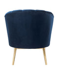 Midnight Blue And Gold Tufted Accent Chair Blue Gold Primary Living Space Wood Fabric