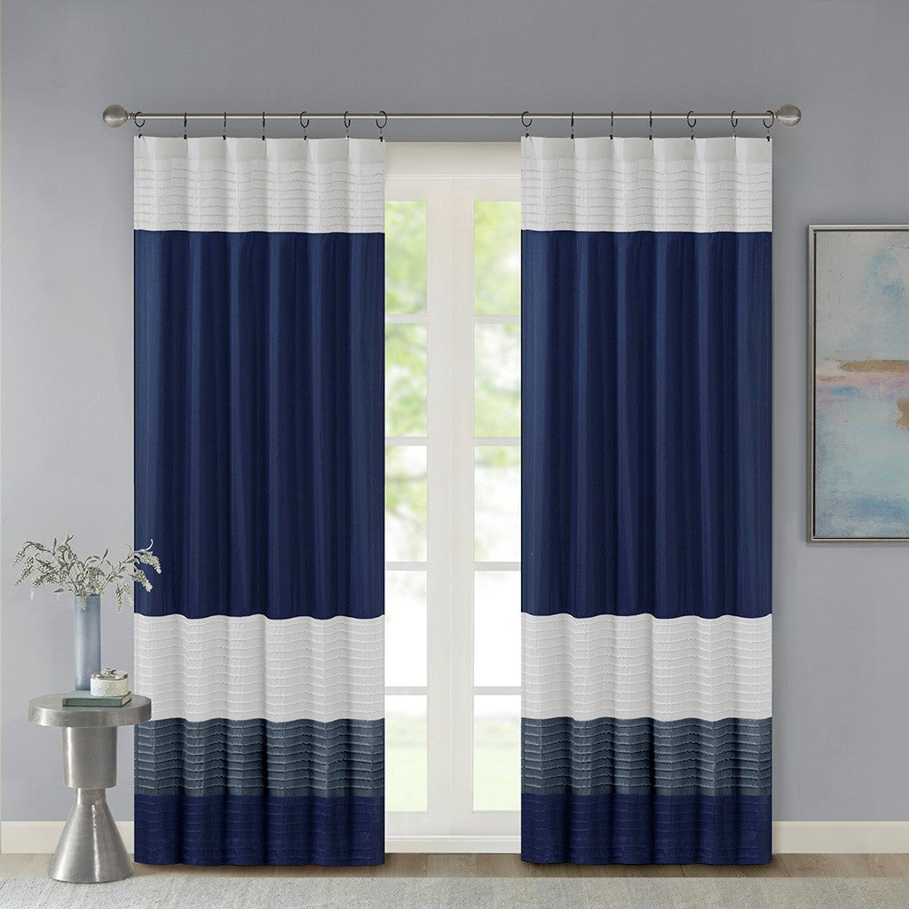 Polyoni Pintuck Curtain Panel Only 1 Pc Panel Multicolor Cotton