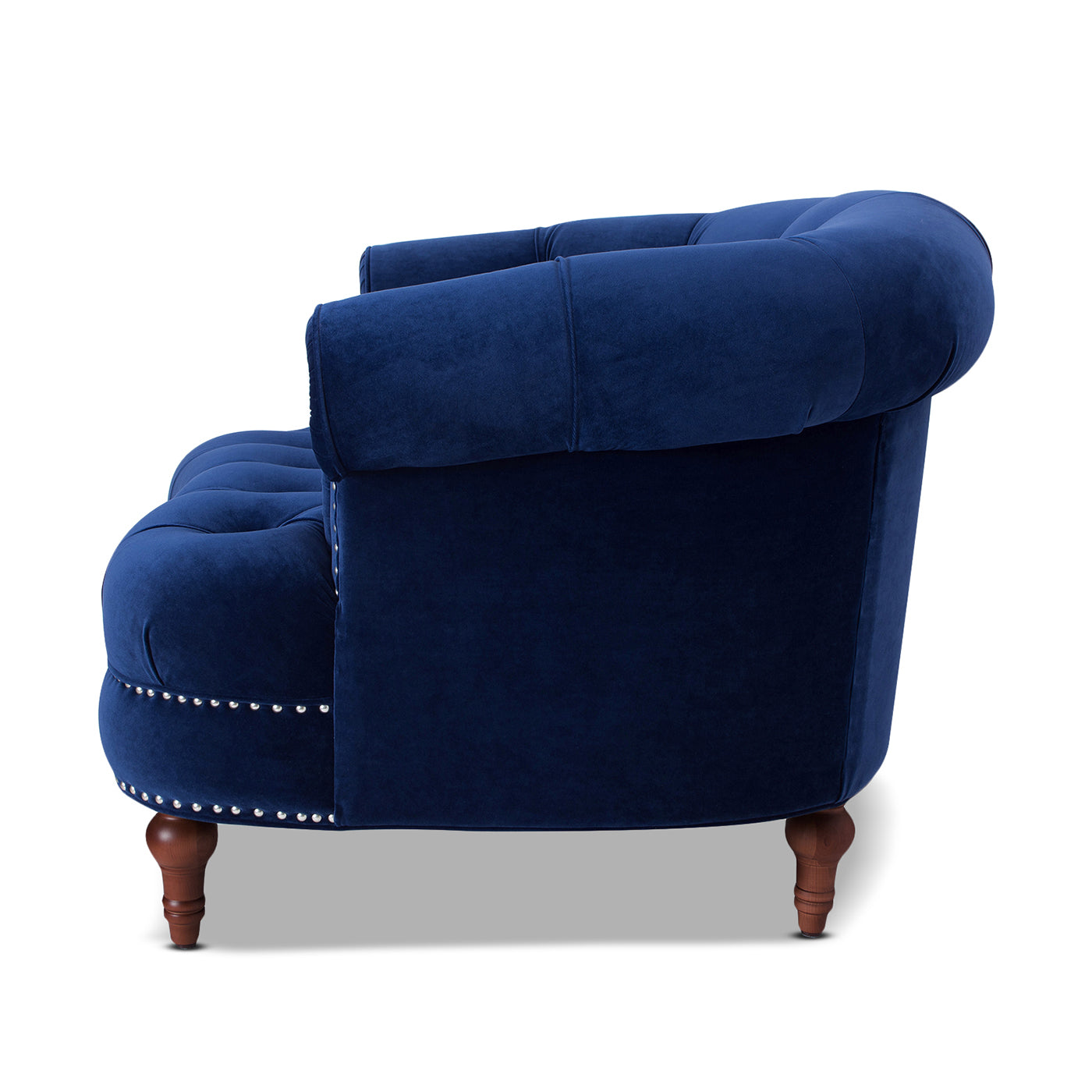 La Rosa Victorian Tufted Upholstered Accent Chair, Navy Blue Velvet Navy Blue Foam Velvet