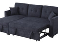 Sectional Sofa Bed, Dark Blue Dark Blue Wood Fabric 4 Seat