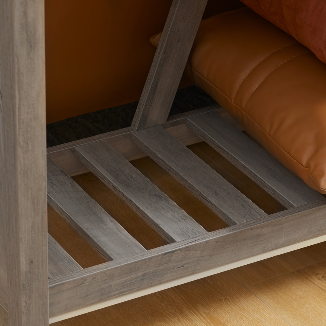 Homcom Console Table, Farmhouse Entryway Table With Storage Slatted Shelf, Rustic Sofa Table With Anti Tipper For Living Room, Hallway, Gray Gray Particle Board