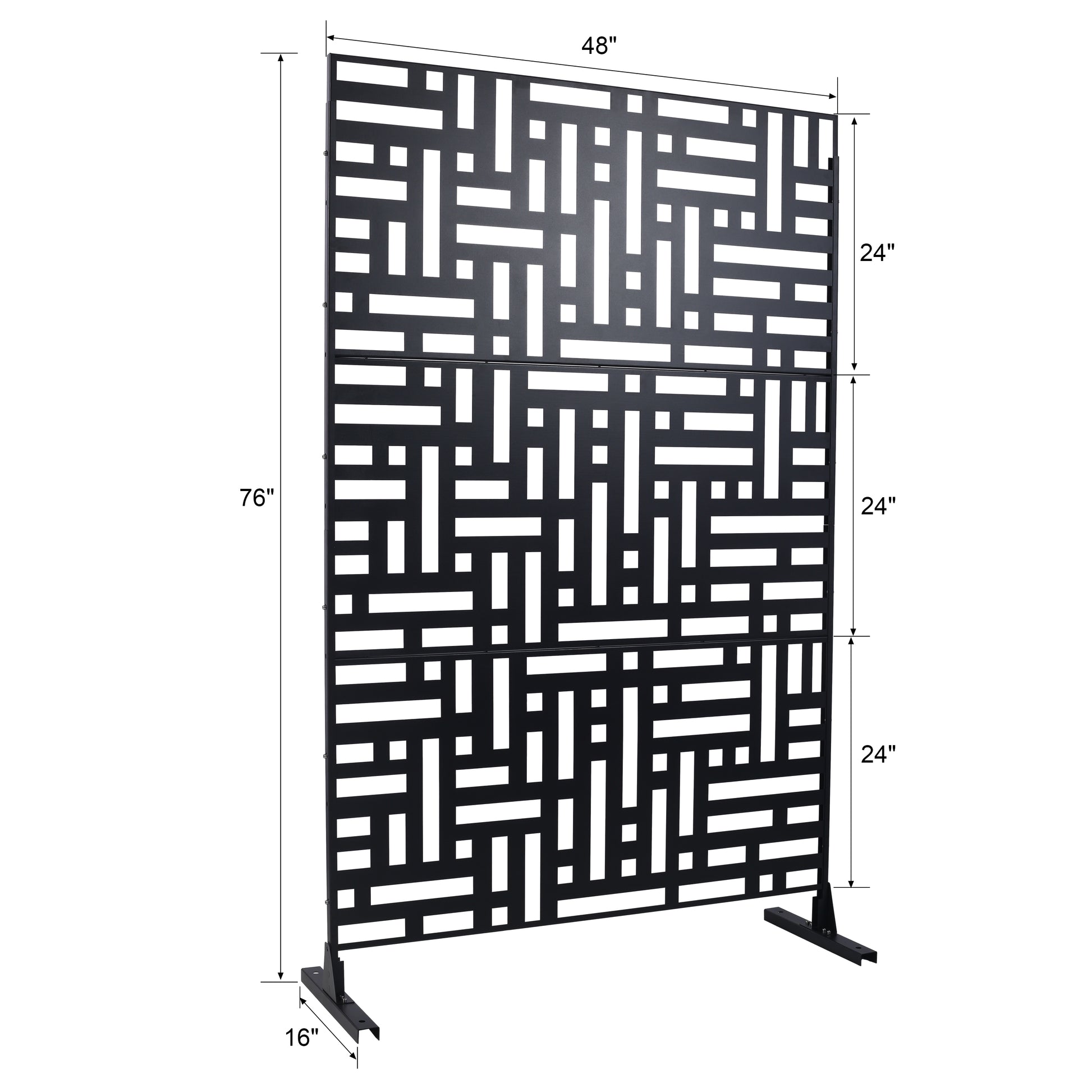 Outdoor & Indoor Privacy Screen Metal Privacy Screen 76" H 48" W, Freestanding Decorative Privacy Screen For Deck Balcony Patio, Privacy Fence Panels For Outside Lawn Garden Ps103 Black Black Steel