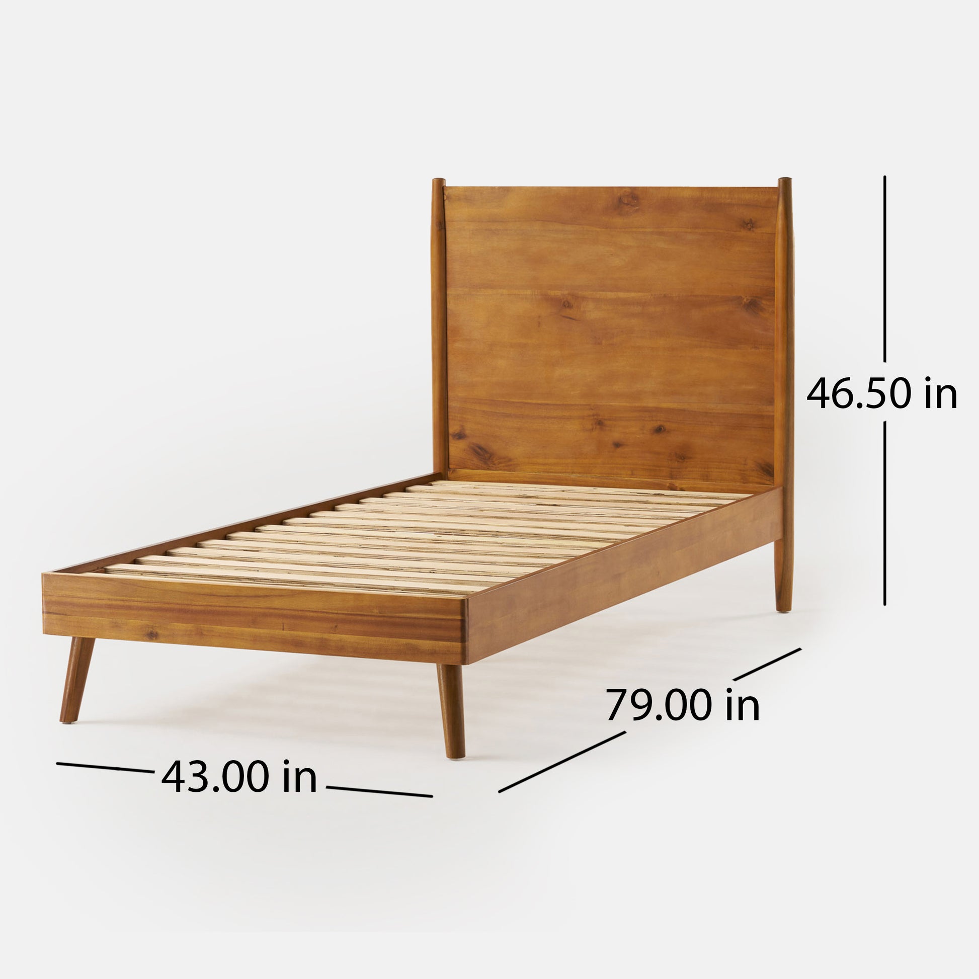 Twin Bed Twin Natural Acacia Wood