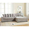 Arrived Oversized Two Piece Couches, L Shaped Sofa, Corduroy, Right Chaise Daybed,With Armrests,Eight Throw Pillows,Corner Sofa,Easy To Assemble, Gray Gray Polyester Wood Primary Living Space Medium Soft Pillow Back Modern Square Arms Wood 3 Seat