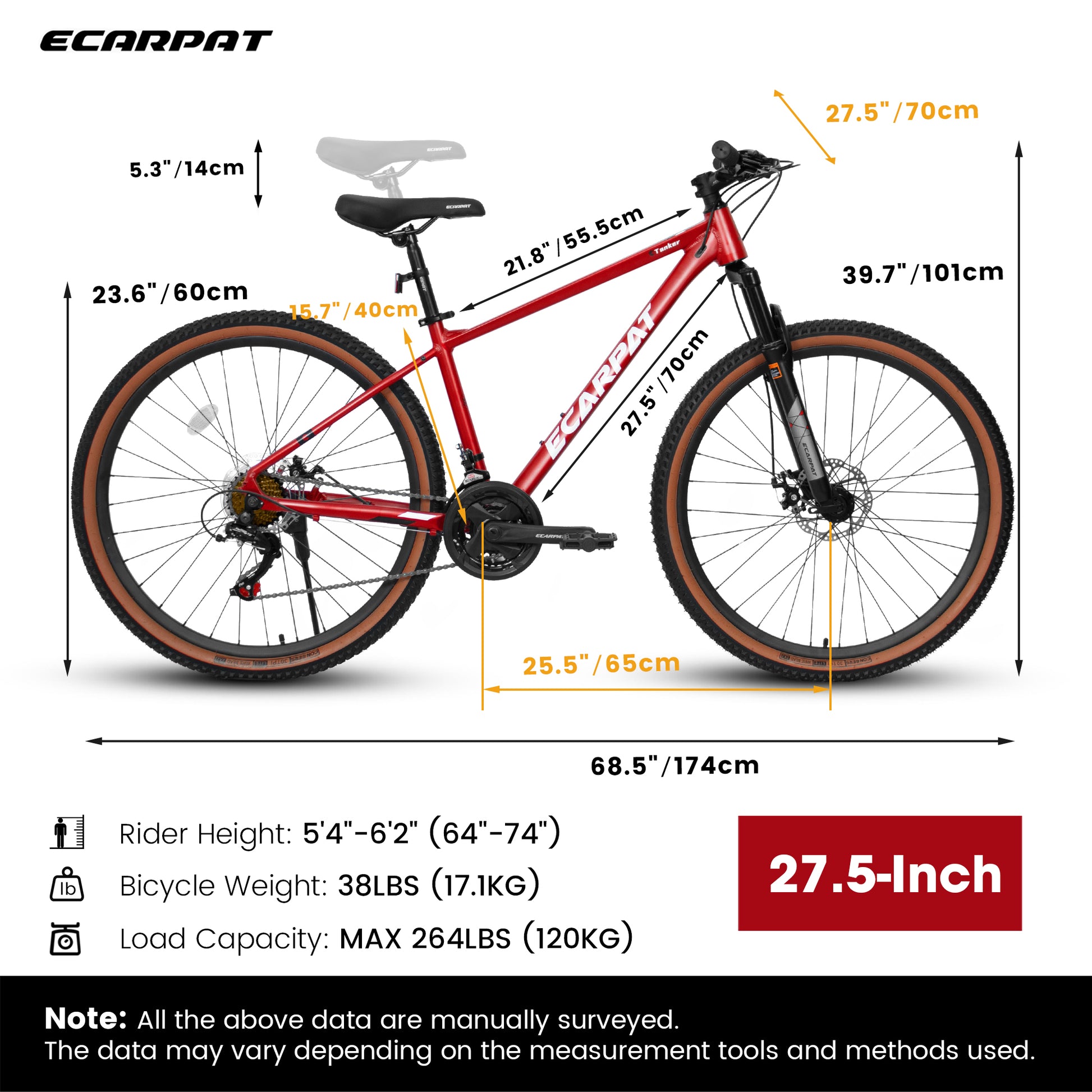 A27312 Mountain Bike 27.5 Inch Wheels, 21 Speed Mens Womens Trail Commuter City Mountain Bike, Aluminium Frame Disc Brakes Thumb Shifter Front Fork Bicycles Cycling Red Without Durable Garden & Outdoor Classic Multifunctional Polyurethane Foam Aluminum