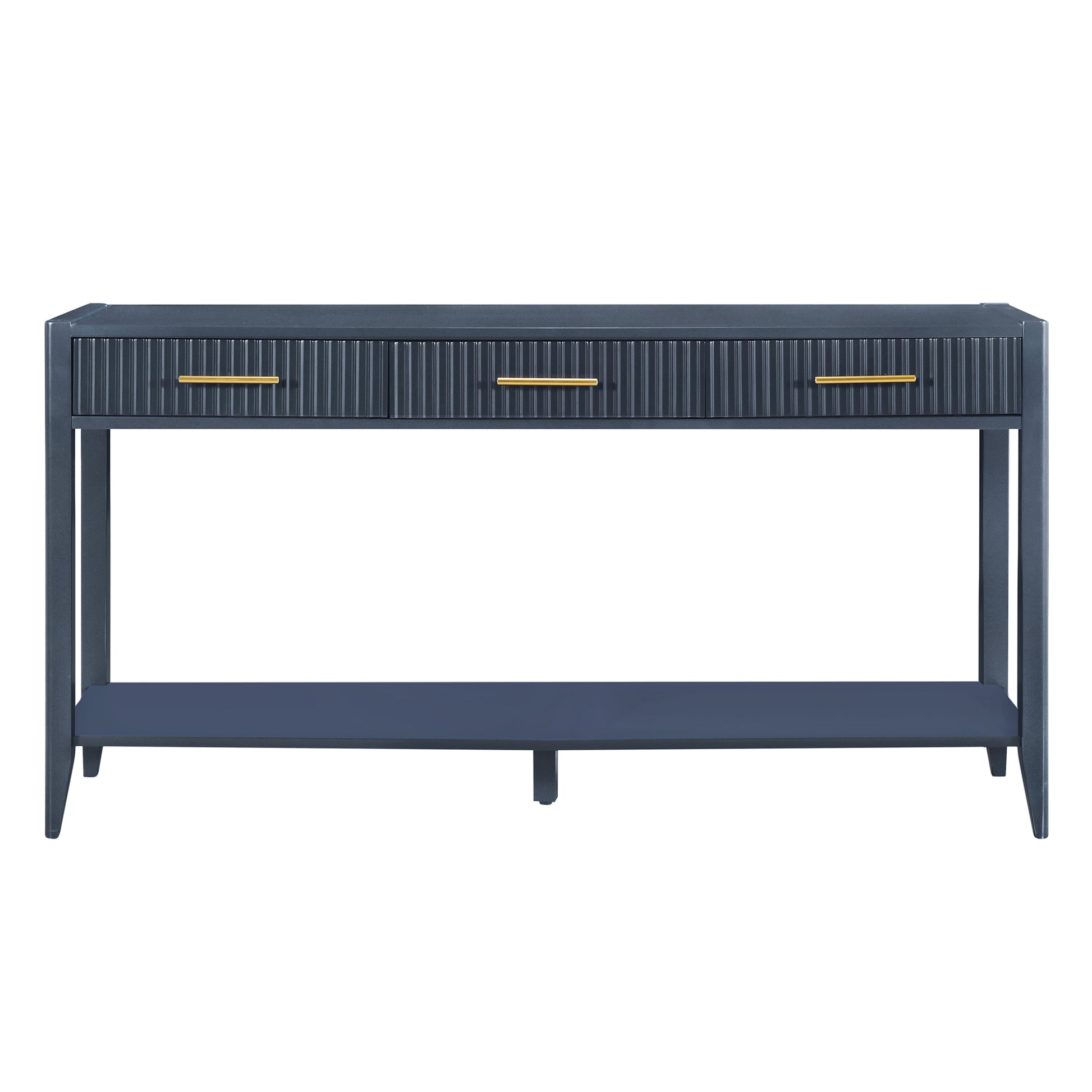 High Quality Entryway Console Table With Vertical Stripe Drawers, Long Legs,Suitable For Entryway, Hallway, Living Room, Foyer, Corridor Navy Blue Primary Living Space American Design Mdf