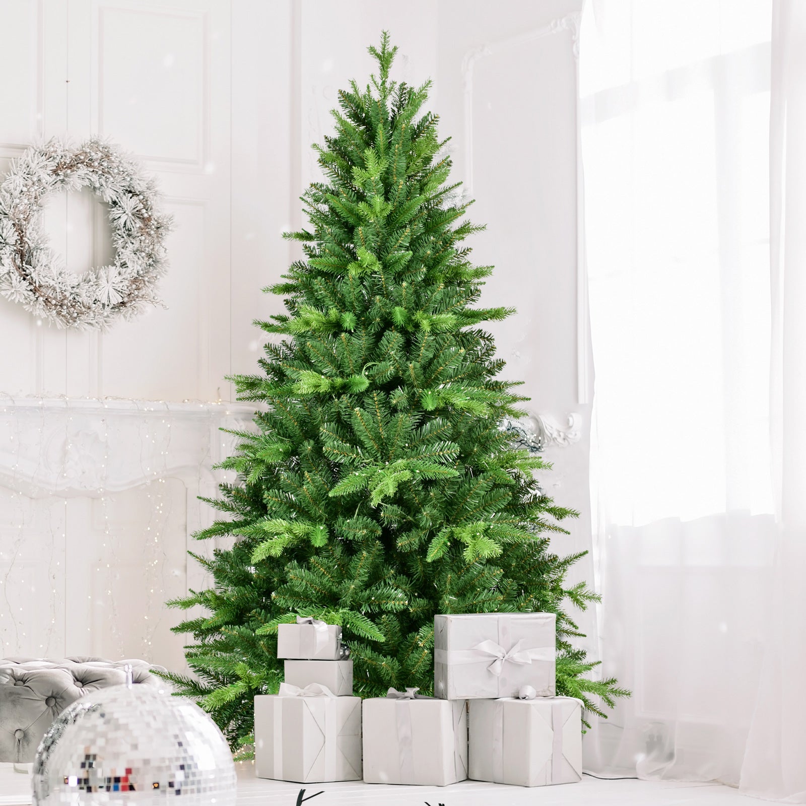 6Ft Pe&Pvc Prelit Christmas Tree Green Polyethylene