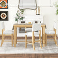 5 Piece Counter Height Dining Set, Classic Elegant Table And 4 Chairs In Natural Wood Wash Natural Wood Wash Solid Wood