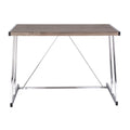 Weathered Oak And Chrome Writing Desk With Usb Ports Oak Silver Built In Outlets Or Usb Writting Desk Office Modern Rectangular Desk Wood Metal Sled