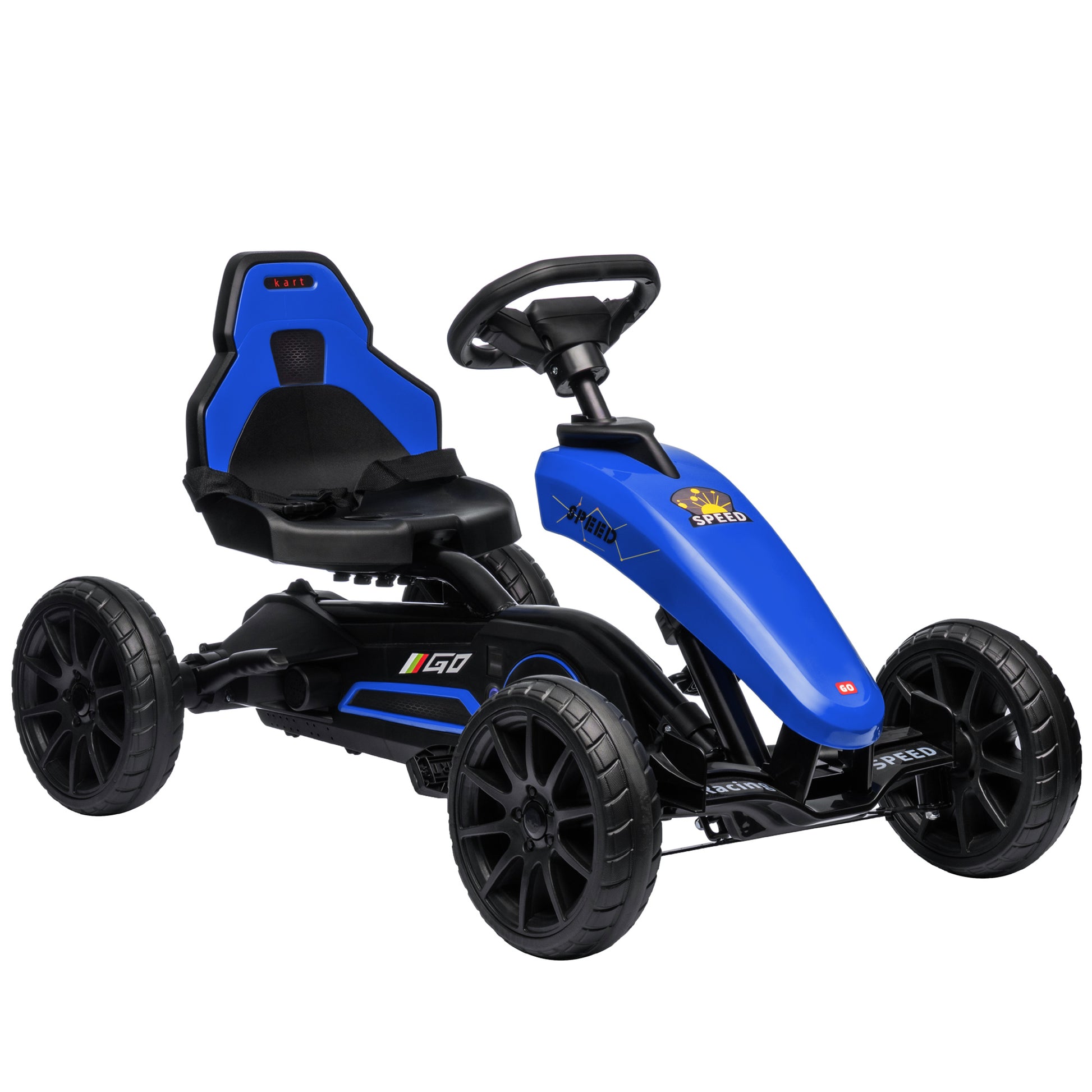 Aosom Kids Pedal Go Kart, Outdoor Ride On Toys With Swing Axle, Adjust