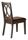 Wooden Side Chair With Cushioned Seat And Cut Out Back, Set Of 2,Brown Brown Wood Fabric