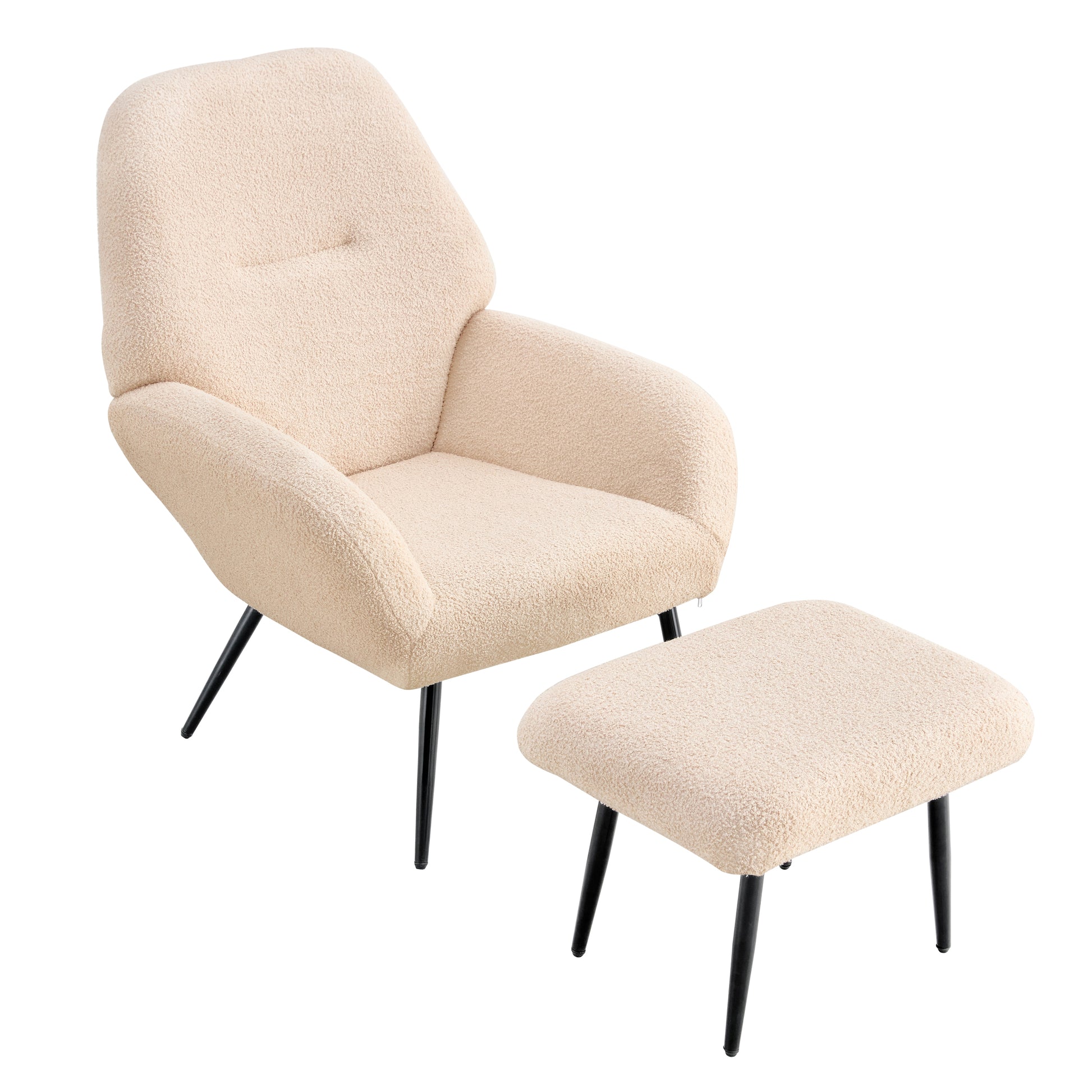 Light Luxury Single Sofa Modern Simple Living Room Balcony Leisure Sofa Chair,White White Sherpa 1 Seat