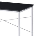 Black And Chrome Writing Desk With Sled Base Black Silver Writting Desk Office Modern Rectangular Desk Wood Metal Sled