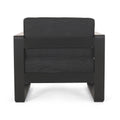 Outdoor Club Chair, Black Natural Dark Gray Black Metal & Wood