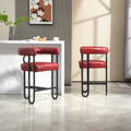 Coolmore Bar Stools Set Of 2, Modern Bar Stool With Back, Black Metal Frames, Upholstered Bar Stools For Kitchen Island, Pub, Club Wine Red Pu Wine Red Dining Room Foam Pu Leather