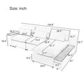 L Shaped Modular Sectional Sofa With Removable Back Cushions,3 Pillows And 2 Storage Spaces,Suitable For Living Rooms,Offices And Apartments Gray Polyester 3 Seat