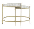 Zaba Nesting Table, Glass Top & Champagne Finish Lv02764 Champagne Glass Metal