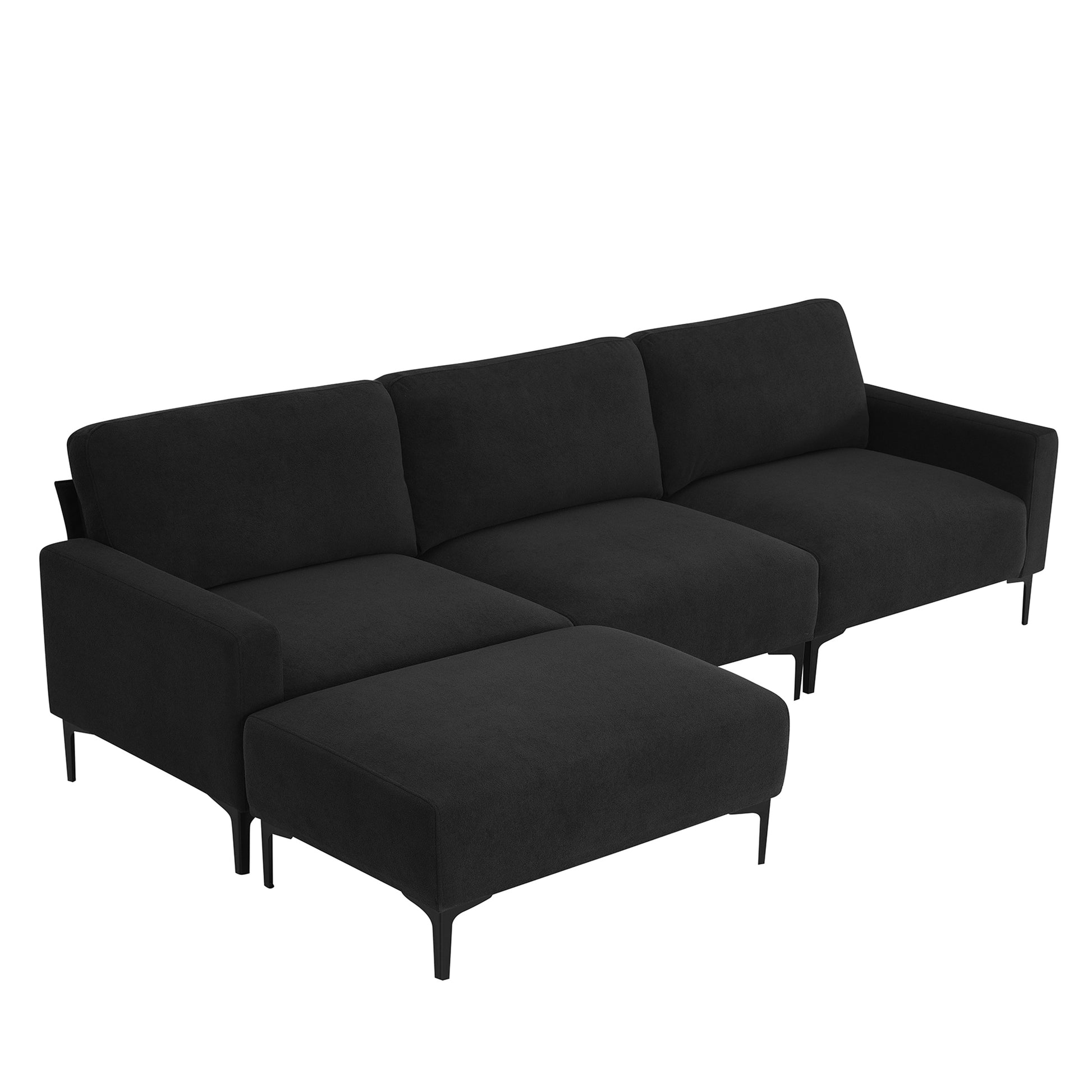 103.5*59" Modern L Shaped Sectional Sofa, 4 Seat Velvet Fabric Couch Set With Convertible Ottoman,Freely Combinable Sofa For Living Room, Apartment, Office,Apartment,2 Colors Black Velvet 4 Seat