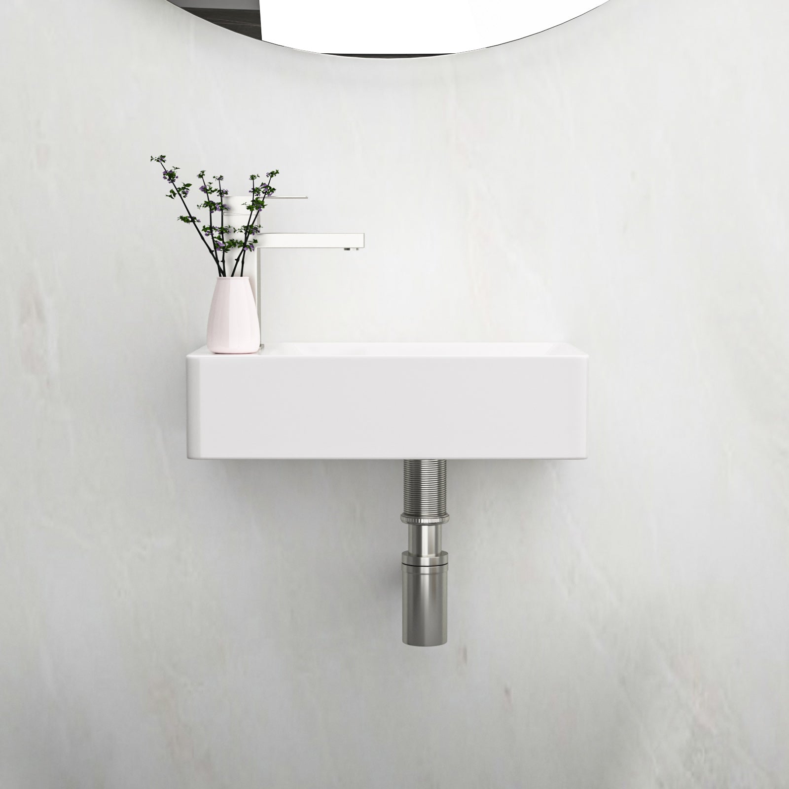 14.88X8.69 Inch White Ceramic Rectangle Wall Mount Bathroom Sink With Single Faucet Hole White Ceramic