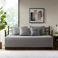 6 Piece Reversible Plaid Daybed Cover Set Grey Daybed Grey Polyester