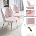 Pink Velvet Dining Chairs With Metal Legs And Hollow Back Upholstered Dining Chairs Set Of 4 Metal Pink Dining Room Foam Dry Clean Modern Dining Chairs Velvet