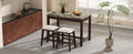 5 Piece Modern Faux Marble Versatile Bar Table Set With Storage Drawers And Padded Stools, Ideal For Space Saving Dining Nooks Or Small Kitchens Walnut Walnut Solid Wood Mdf