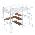 Twin Size Metal Loft Bed And Built In Desk And Shelves,White Old Sku:Wf280270Aak Twin White Metal