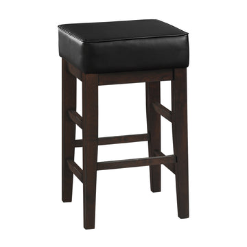 Transitional Black Faux Leather Seat 24 Inch Counter Height Stools Set Of 2, Espresso Finish Solid Wood Frame Black,Espresso Espresso Dining Room Transitional Solid Wood