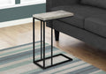 Accent Table, C Shaped, End, Side, Snack, Living Room, Bedroom, Grey Laminate, Black Metal, Contemporary, Modern Grey Particle Board