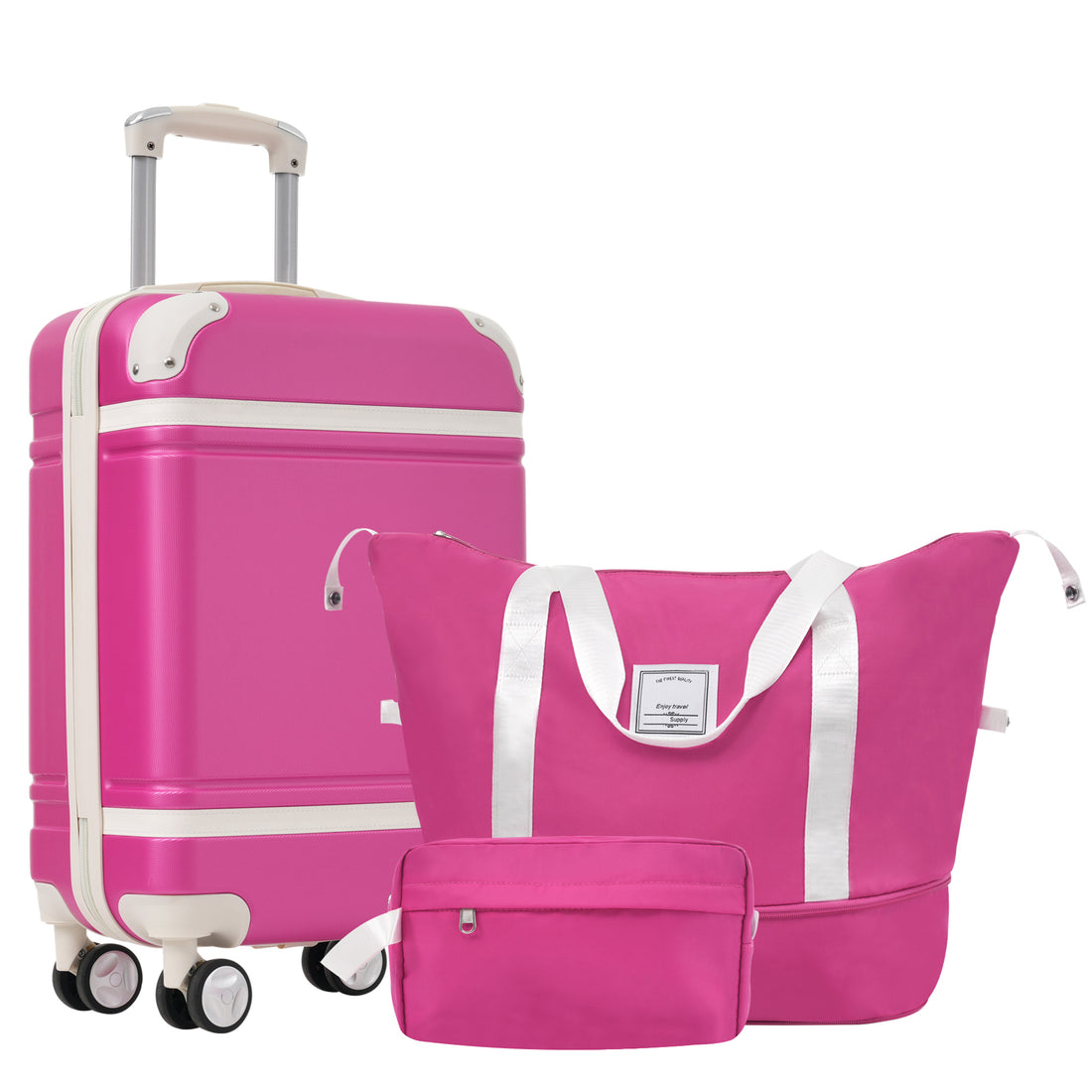 Hardshell Luggage Sets With Bags Carry On Suitcase Double Spinner Wheels With Tsa Lock ,Single Vintage Luggage 20 In,Pink Pink Abs