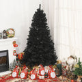 Homcom 7Ft Artificial Christmas Tree Unlit Douglas Fir With Realistic Branches And 1346 Tips, Black Halloween Style Black Plastic