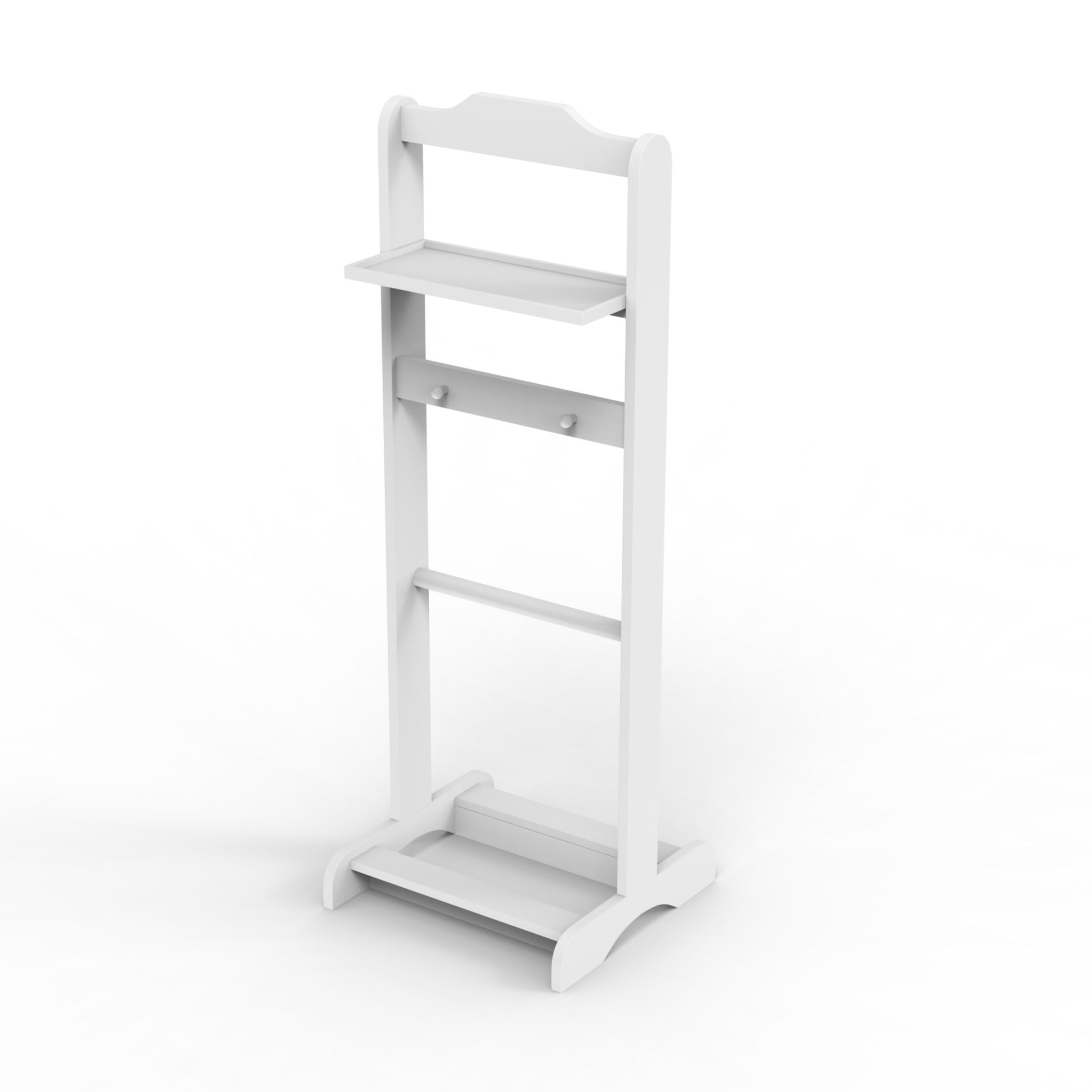 Accent Portable Garment Rack,Clothes Valet Stand With Storage Organizer,White Finish White Mdf