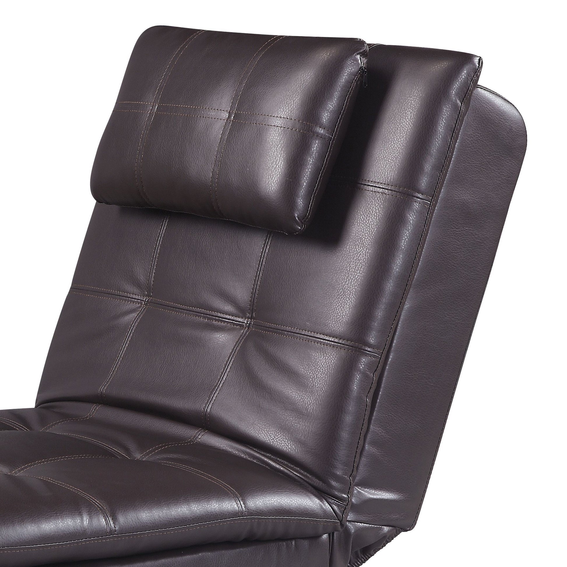 Brown Chaise Lounge With Pillow And Usb Port Brown Primary Living Space Faux Leather
