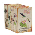 Set Of 4 Book Boxes With Birds, Flowers, And Handwriting Design, 5.5X4X2